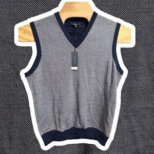 Turtleson Vest Adult Medium‎ Blue 100% Wool Merino Sweater Soft Knit Mens